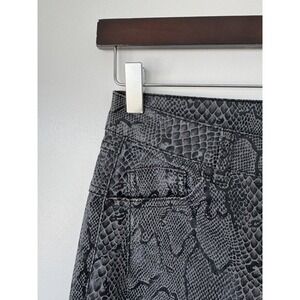 Snake Print Faux Leather Skinny Jeans Charcoal Gray Size 6